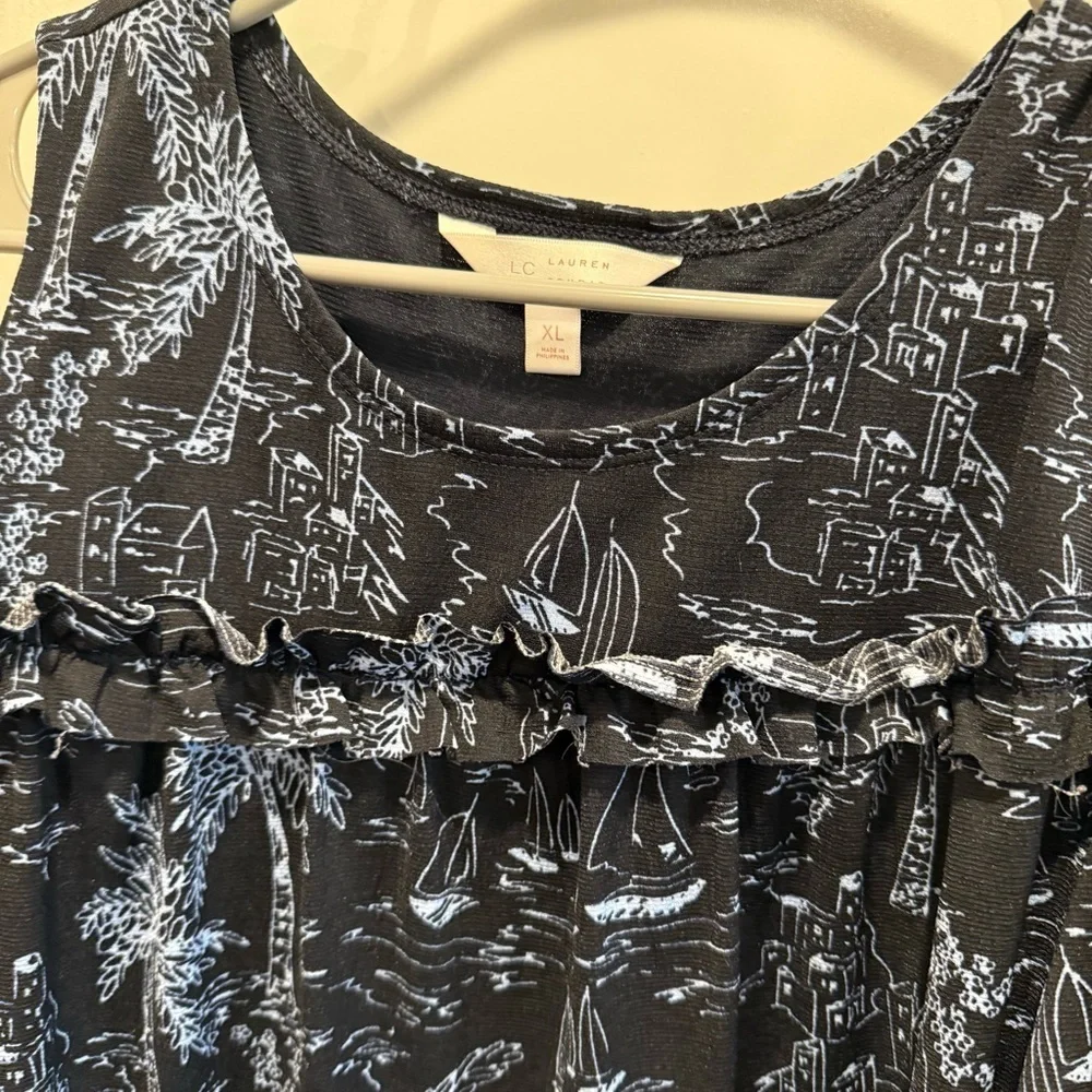 LC Lauren Conrad XL Navy and White Patterned Dress - Picture 4 of 8